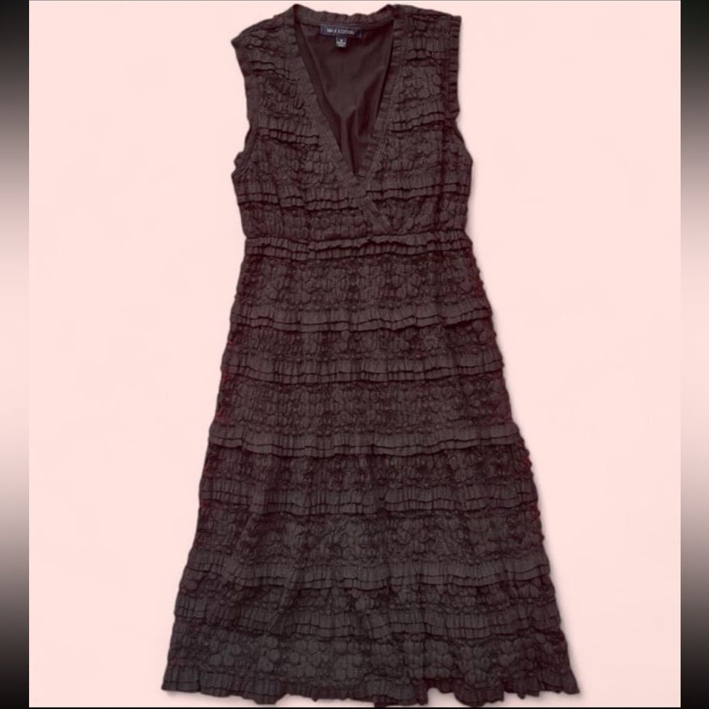 Max Edition Black Lace Ruffle Midi Dress – Size S